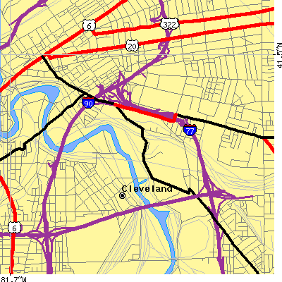 Zip code 44115 close-up map