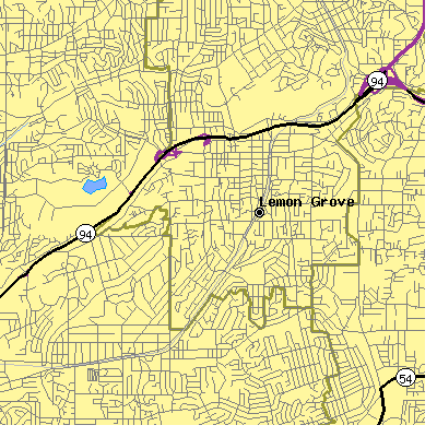 Zip code 91945 close-up map