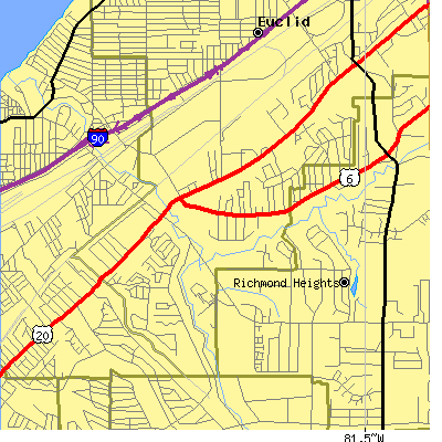 Zip code 44117 close-up map