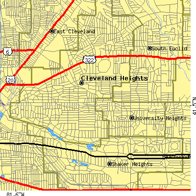 Zip code 44118 close-up map