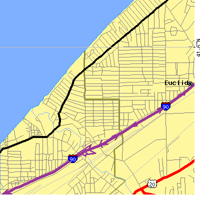 Zip code 44119 close-up map