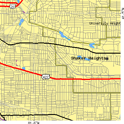Zip code 44120 close-up map