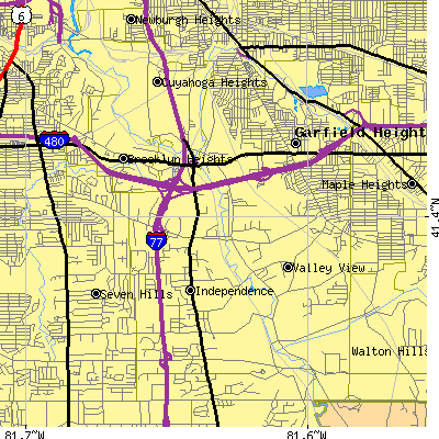 Zip code 44125 close-up map
