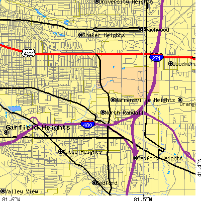 Zip code 44128 close-up map