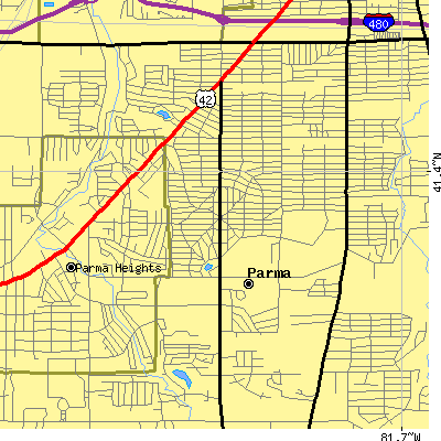 Zip code 44129 close-up map