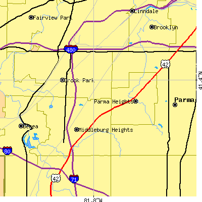 Zip code 44130 close-up map