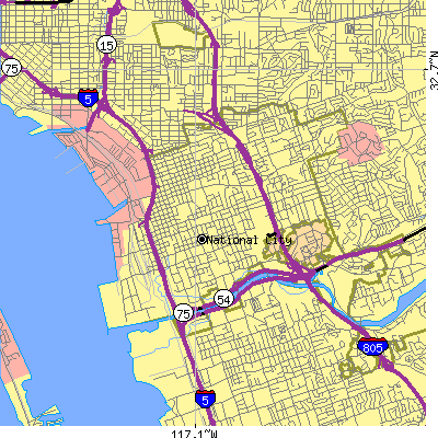Zip code 91950 close-up map