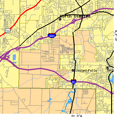 Zip code 44138 close-up map