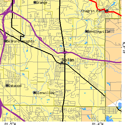 Zip code 44139 close-up map