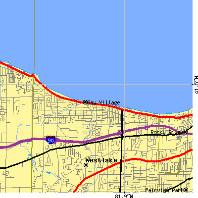 Zip code 44140 close-up map