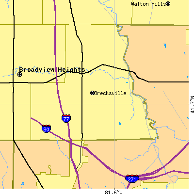 Zip code 44141 close-up map