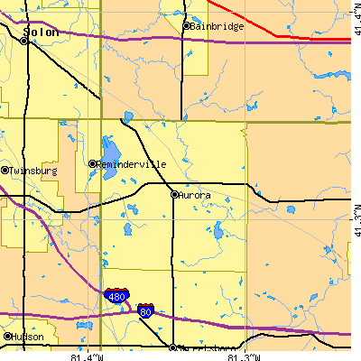 Zip code 44202 close-up map