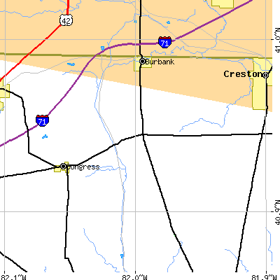 Zip code 44214 close-up map
