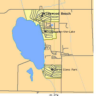 Zip code 44215 close-up map