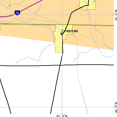 Zip code 44217 close-up map