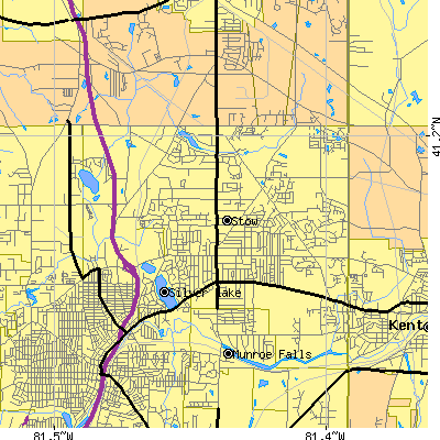 Zip code 44224 close-up map