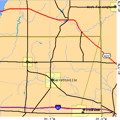 Zip code 44231 close-up map