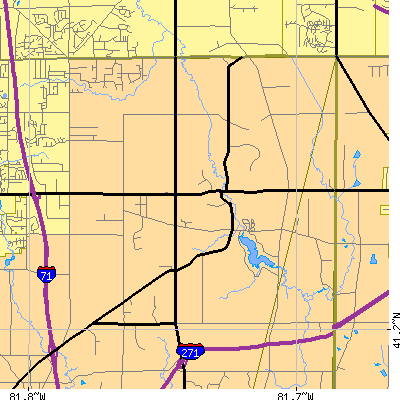 Zip code 44233 close-up map