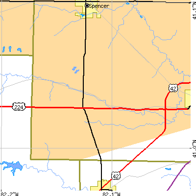 Zip code 44235 close-up map