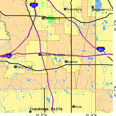 Zip code 44236 close-up map