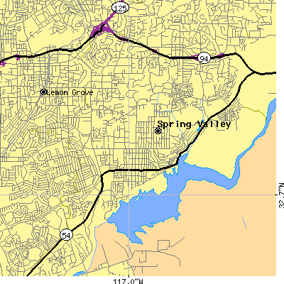 Zip code 91977 close-up map