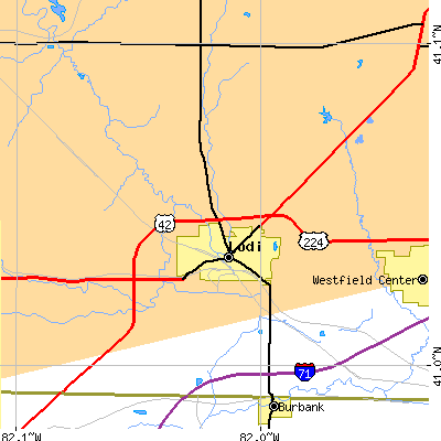 Zip code 44254 close-up map