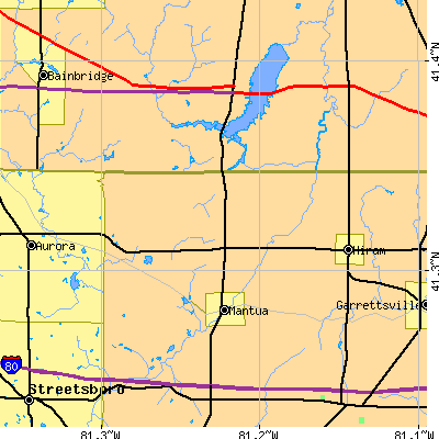 Zip code 44255 close-up map