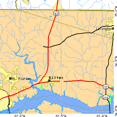 Zip code 35645 close-up map