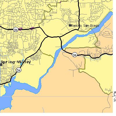 Zip code 91978 close-up map