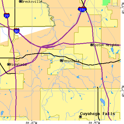 Zip code 44264 close-up map