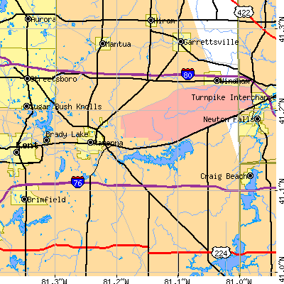 Zip code 44266 close-up map