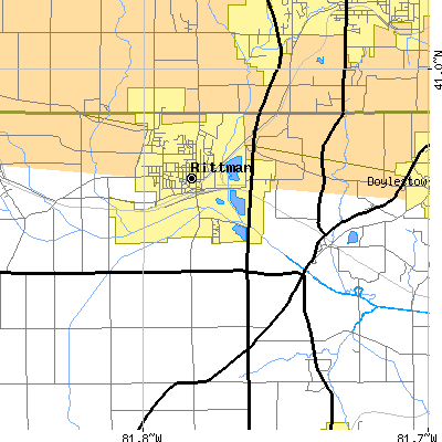 Zip code 44270 close-up map
