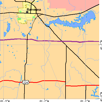 Zip code 44272 close-up map
