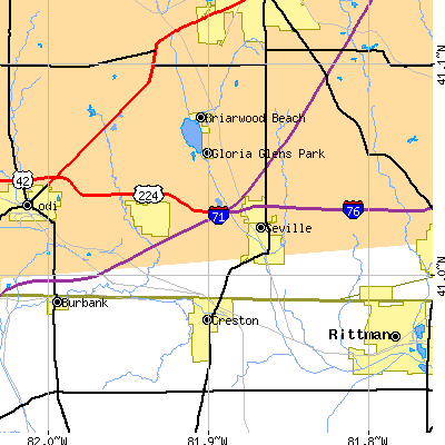 Zip code 44273 close-up map