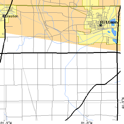 Zip code 44276 close-up map