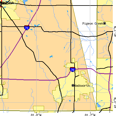 Zip code 44281 close-up map