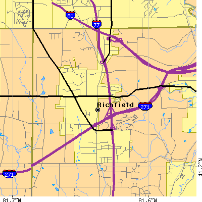 Zip code 44286 close-up map