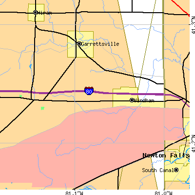 Zip code 44288 close-up map