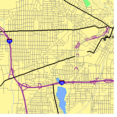 Zip code 44307 close-up map