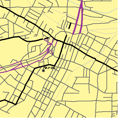 Zip code 44308 close-up map