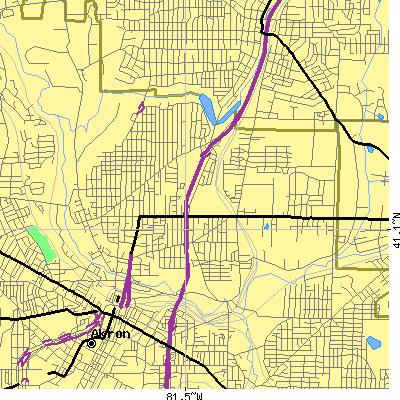 Zip code 44310 close-up map
