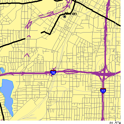 Zip code 44311 close-up map