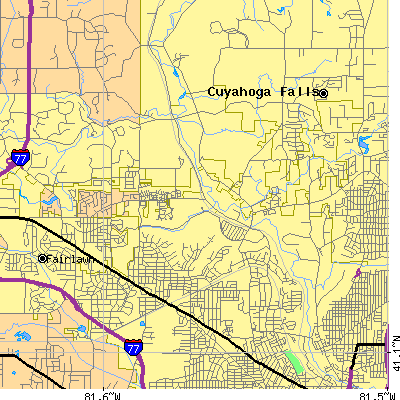 Zip code 44313 close-up map