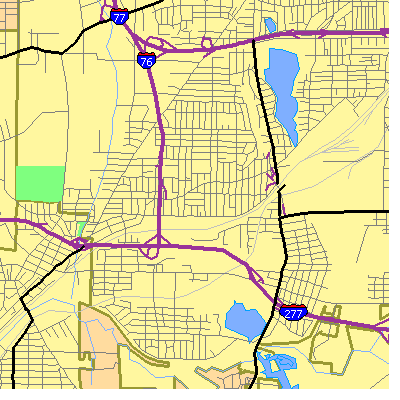Zip code 44314 close-up map