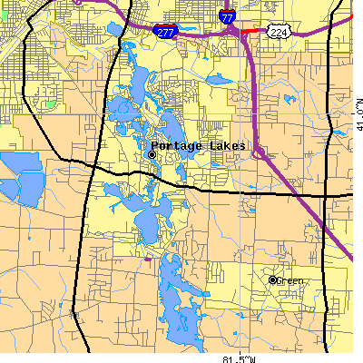 Zip code 44319 close-up map