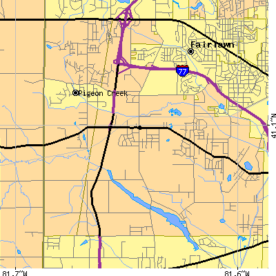 Zip code 44321 close-up map