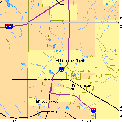 Zip code 44333 close-up map