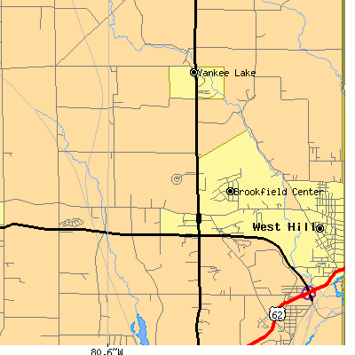 Zip code 44403 close-up map