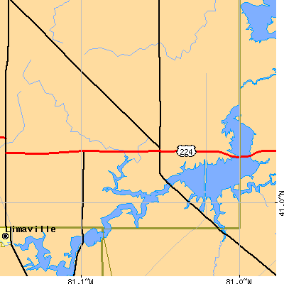 Zip code 44411 close-up map