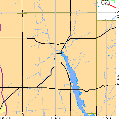 Zip code 44428 close-up map